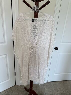 Raj White Lace Crochet Swim Coverup